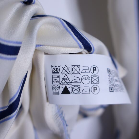 ZARA NWT Wide Sleeve Striped Blouse Blue Ivory Button Up Pinstripe Women's S - Picture 12 of 12